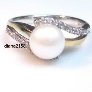 Alwand Vahan Diamond & Freshwater Pearl 14K Ring Size 6.75 (3.3 Grams)